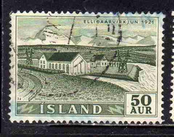 ISLANDA ICELAND ISLANDE 1956 WATERFALLS ELLIDAR POWER PLANT 50a USED USATO OBLITERE' - Poste Aérienne