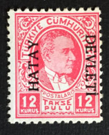 1939 - Turkey Turkish Hatay - Turkish Postage Due - Stamps Overprinted Hatay Devleti - New  -( Mint Hinged) - 1934-39 Sandschak Alexandrette & Hatay