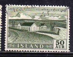 ISLANDA ICELAND ISLANDE 1956 WATERFALLS ELLIDAR POWER PLANT 50a USED USATO OBLITERE' - Airmail