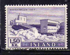 ISLANDA ICELAND ISLANDE 1956 WATERFALLS SOGS 1.50k USED USATO OBLITERE' - Posta Aerea