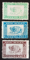 1939 - Turkey Turkish Hatay  State - Lions - 3 Stamps - New  -( Mint Hinged) - 1934-39 Sandjak D'Alexandrette & Hatay
