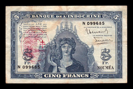 Nuevas Hébridas New Hebrides 5 Francs ND (1945) Pick 5 BC/MBC F/VF - Nouvelles-Hébrides