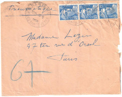 PARIS 115 RUE DES SAINTS-PERES Pneumatique Dest Paris 15F Gandon Bleu Yv 886  Ob 18 5 1954 Via Paris 26 Verso - 1921-1960: Moderne