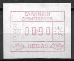 GREECE 1993 FRAMA Stamps For Rhodos 93 90 DR MNH Hellas M 31 - Automatenmarken [ATM]