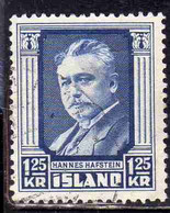 ISLANDA ICELAND ISLANDE 1954 HANNES HAFSTEIN  1.25k USED USATO OBLITERE' - Usados