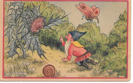 Illustrator - Marja De Ruyter - Gnome, Gnom, Lutin, Zwerg, Gnomo, Thistle, Snail, Butterfly, Chardon, Escargot, Papillon - Autres & Non Classés