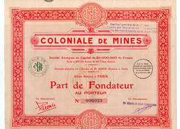 COLONIALE DE MINES. - Mines