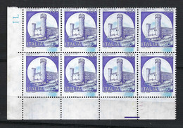 ITALIE 1980: Bloc De 8 CDF Du ZNr.1732 Neufs**, Var. "manquent 2 Couleurs + Grosse Tache Bleue En SE" RR - 1971-80:  Nuovi