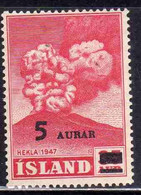 ISLANDA ICELAND ISLANDE 1954 SURCHARGED VOLCANO HEKLA 5a On 35 MH - Neufs