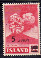 ISLANDA ICELAND ISLANDE 1954 SURCHARGED VOLCANO HEKLA 5a On 35 MNH - Unused Stamps