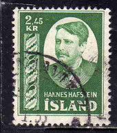 ISLANDA ICELAND ISLANDE 1954 HANNES HAFSTEIN  2.45k USED USATO OBLITERE' - Used Stamps