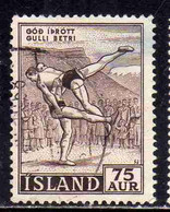 ISLANDA ICELAND ISLANDE 1955 ICELANDIC WRESTLING 75a USED USATO OBLITERE' - Gebraucht