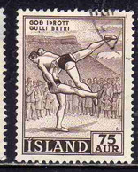 ISLANDA ICELAND ISLANDE 1955 ICELANDIC WRESTLING 75a USED USATO OBLITERE' - Oblitérés