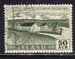 ISLANDA ICELAND ISLANDE 1956 WATERFALLS ELLIDAR POWER PLANT 50a USED USATO OBLITERE' - Aéreo