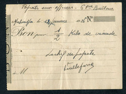 Jeton Monnaie Papier Coloniale 1926 - Camp De Mahiridja Au Maroc "Bon Pour 1/2 Kilo De Viande / Popote Sous-officiers" - Monétaires / De Nécessité