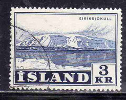 ISLANDA ICELAND ISLANDE 1957 GLACIERS ERIKSJOKULL 3k USED USATO OBLITERE' - Airmail