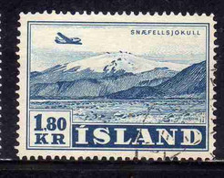 ISLANDA ICELAND ISLANDE 1952 AIR POST MAIL AIRMAL POSTA AEREA VIEWS SNAEFELLSJOKULL 1.80 K USED USATO OBLITERE' - Luftpost