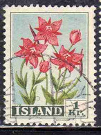 ISLANDA ICELAND ISLANDE 1958 FLORA FLOWERS PLANTS WILLOW HERB 1k USED USATO OBLITERE' - Gebruikt