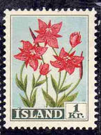 ISLANDA ICELAND ISLANDE 1958 FLORA FLOWERS PLANTS WILLOW HERB 1k MNH - Neufs