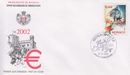 Enveloppe  FDC  1er   Jour    MONACO    Le  CIRQUE     EUROPA    2002 - 2002