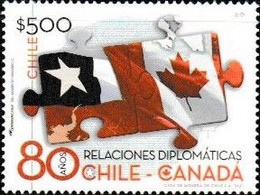 CHILE, 2021, MNH,DIPLOMATIC RELATIONS WITH CANADA, FLAGS, 1v - Sonstige