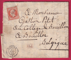 N°16 TB PC 2651 RENWEZ ARDENNES POUR BOUILLON BELGIQUE 1857 LETTRE COVER FRANCE - 1849-1876: Periodo Classico