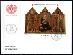 SMOM - 1997 - POLITTICO MADONNA CON BAMBINO TRA SAN NICOLA E SAN MICHELE ARCANGELO - FDC - Sovrano Militare Ordine Di Malta