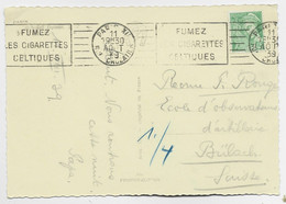 MERCURE 45C SEUL CARTE 5 MOTS PARIS XII 11 AOUT 1939 POUR SUISSE AU TARIF - 1938-42 Mercurius