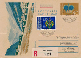 Ganzsache Krone Steg Triesenberg - Ruggel 1980 - Familienwappen Öhri Hirsch Helm Stern Mond - Stamped Stationery