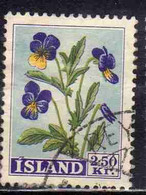 ISLANDA ICELAND ISLANDE 1958 FLORA FLOWERS PLANTS WILD PANSY 2.50k USED USATO OBLITERE' - Gebruikt