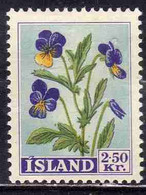 ISLANDA ICELAND ISLANDE 1958 FLORA FLOWERS PLANTS WILD PANSY 2.50k MLH - Neufs