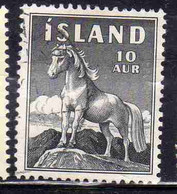 ISLANDA ICELAND ISLANDE 1958 ICELANDIC PONY 10a USED USATO OBLITERE' - Used Stamps
