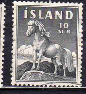 ISLANDA ICELAND ISLANDE 1958 ICELANDIC PONY 10a USED USATO OBLITERE' - Used Stamps