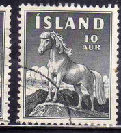 ISLANDA ICELAND ISLANDE 1958 ICELANDIC PONY 10a USED USATO OBLITERE' - Used Stamps