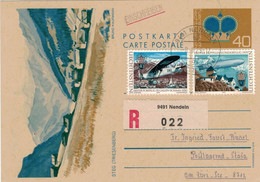 Reko Ganzsache Krone Steg Triesenberg - Nendeln 1979 - Postflug St. Gallen Schaan Zeppelin 1931 Schloss Vaduz - Stamped Stationery