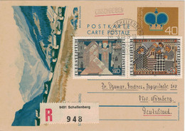 Reko Ganzsache Krone Steg Triesenberg - Schellenberg 1979 - Mosaik Stickkunst Handarbeit - Interi Postali
