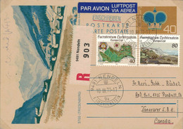 Reko Ganzsache Krone Steg Triesenberg - Nendeln 1977 - Europa Cept Landkarte Himmelsrichtungen Rheintal Weinbau - Stamped Stationery