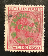 Philippines 1881-83 Y&T 78, Sc 95 RARE DOUBLE SURCH. 8c/2c „HABILITADO“(Filipinas Spain Espagne Colonies Crypto Bitcoin - Filippine