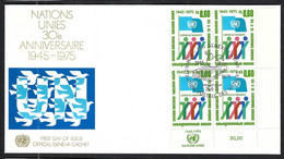 NATIONS UNIES Genève 1975: FDC Du 30ème Anniversaire - Cartas