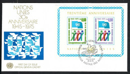 NATIONS UNIES Genève 1975: FDC Du 30ème Anniversaire - Cartas & Documentos