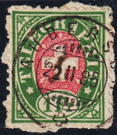 Heimat VD Auberson 1886-02-22 Poststempel Auf Telegraphen-Marke 1 Fr. Zu#17 Briefstück - Telegraafzegels