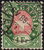 Heimat NE Chaux De Fondes 1886-06-08 Poststempel Auf Telegraphen-Marke 1 Fr. Zu#17 - Telegraafzegels