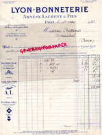 69- LYON- FACTURE ARSENE LAURENT- NACHURY-64 RUE HOTEL DE VILLE - MERCERIE BONNETERIE VETEMENTS - 118 RUE SULLY-1936 - Kleidung & Textil
