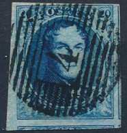 [O SUP] N° 7A, 20c Bleu Superbement Margé Avec 3 Voisins Et Obl Concours Idéale - 1851-1857 Medallions (6/8)