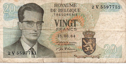 Belgio 20 Francs1964 Circulated - 20 Franchi