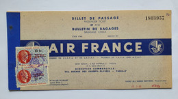 Billet D'avion Air France - Bamako Paris 1953 - Billet De Passage Et Bulletin De Bagages - Timbre Fiscal AOF Afrique - Tickets