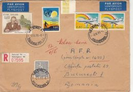 ELIEL SAARINEN, METEOROLOGY, PLANE, COAT OF ARMS, STAMPS ON REGISTERED COVER, 1973, FINLAND - Briefe U. Dokumente