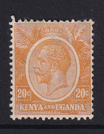 Kenya & Uganda: 1922/27   KGV    SG83    20c   Dull Orange-yellow  MH - Kenya & Ouganda