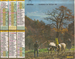 Calendrier De La Poste, Almanach Du Facteur : 1992, Côte D'Or, Scènes De La Vie Paysanne Avec Attelage Chevaux Et Boeufs - Formato Grande : 1991-00