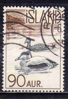 ISLANDA ICELAND ISLANDE 1959 1960 EIDER DUCKS 90a USED USATO OBLITERE' - Used Stamps